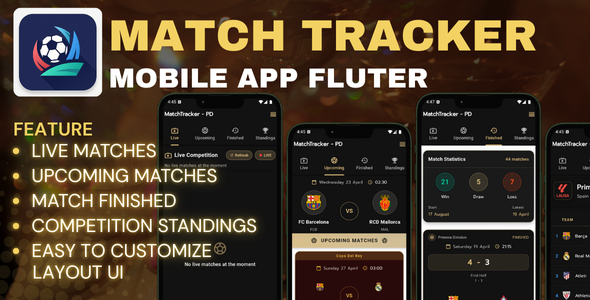 MatchTracker - Football Live Matches, Upcoming Matches, Match Finished and competition Standings - CodeCanyon Item for Sale