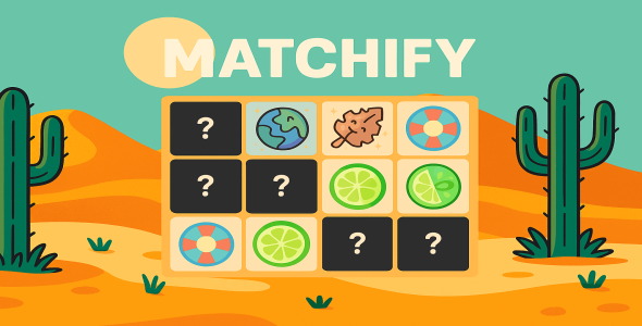 Matchify – HTML5 Memory Card Pairs Game - CodeCanyon Item for Sale