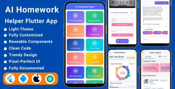 AI Homework Helper Flutter App | AI Learning Flutter App - CodeCanyon Item for Sale