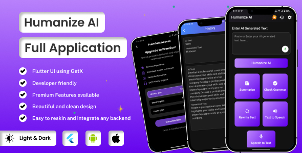 Humanize AI | Summarize AI | Flutter Android/iOS Full Application | ADMOB | Premium Plans - CodeCanyon Item for Sale