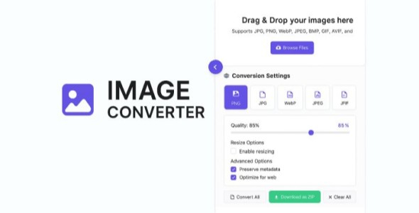 All-in-One Image Converter – PNG, JPG, WebP, JFIF | Resize & Optimize | Light/Dark Mode - CodeCanyon Item for Sale