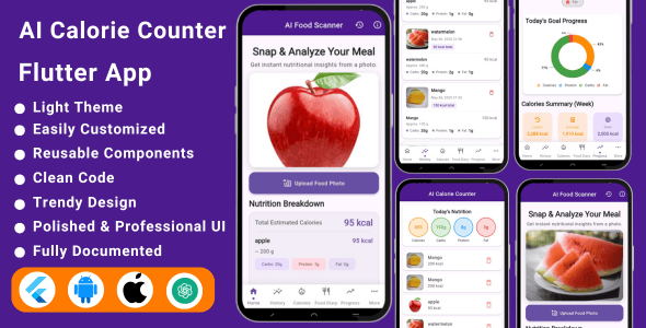 Cal AI – AI Calorie Counter Flutter App | Food Tracker, Barcode Scanner ...