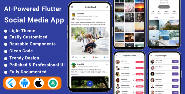 AI-Powered Social Media Flutter App Template | Instagram/TikTok Clone - CodeCanyon Item for Sale
