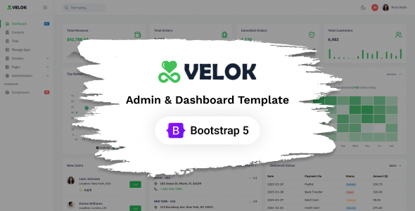 Velok - Bootstrap Admin Dashboard UI Kit Template - CodeCanyon Item for Sale
