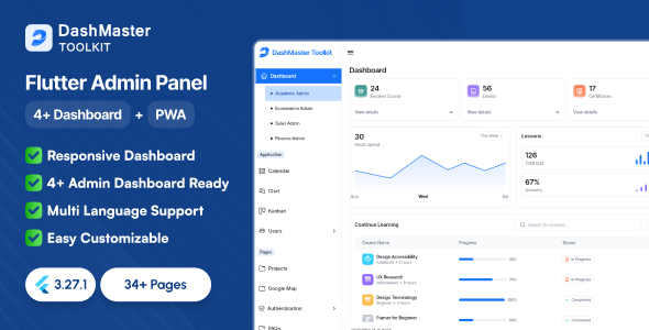 DashMaster Toolkit – Flutter Admin Dashboard with PWA & Multi-Platform Support - CodeCanyon Item for Sale