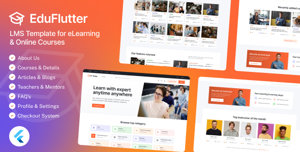 EduFlutter - Flutter Web LMS Template for eLearning & Online Courses - CodeCanyon Item for Sale