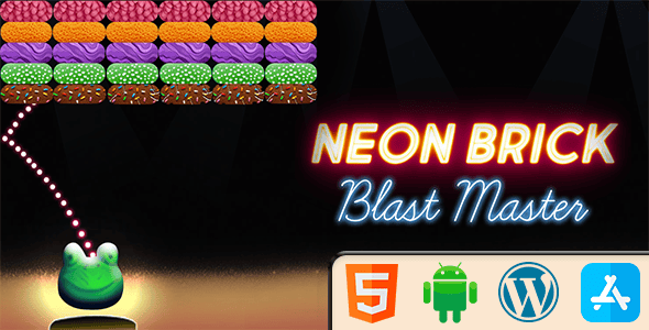 Neon Brick Blast Master - HTML5 Construct3 Game - CodeCanyon Item for Sale