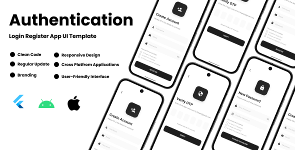 Flutter Login Register App UI Template - User Authentication - CodeCanyon Item for Sale