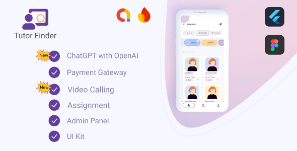 Tutor Finder - (Flutter + Admin Panel + UI) - CodeCanyon Item for Sale