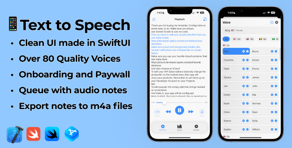 iOS 17 Swift TTS Reader App | Advanced Text to Speech with Subscriptions - CodeCanyon Item for Sale