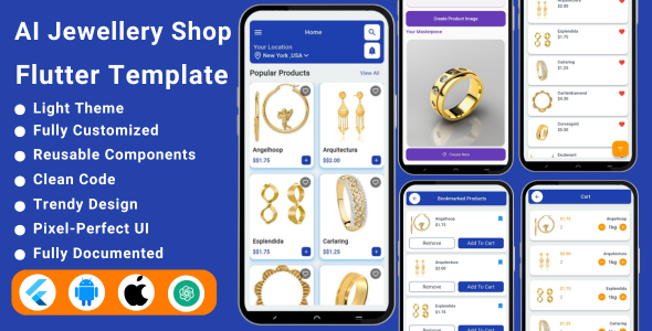 AI Jewellery Ecommerce Flutter App UI Kit | Jewellery Store App | Jewelry Shopping App - CodeCanyon Item for Sale