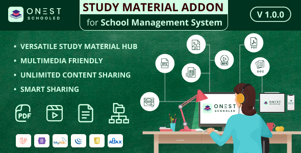 Onest Schooled-Study Material Addon For School Management System - CodeCanyon Item for Sale