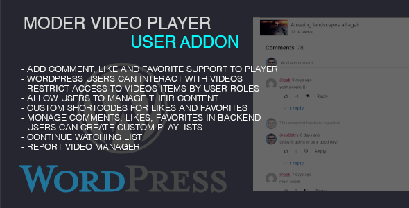 Modern Video Player User AddOn - CodeCanyon Item for Sale