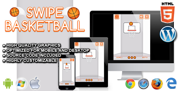 Swipe Basketball - HTML5 Sport Game by codethislab | CodeCanyon