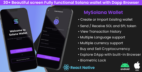 My Solana Wallet App | React Native Source Code | Secure | DApp Browser | Buy/Sell Cryp - CodeCanyon Item for Sale