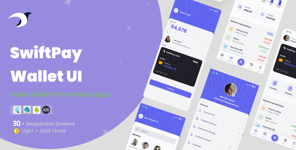 SwiftPay Wallet UI – Premium Flutter Fintech App Template - CodeCanyon Item for Sale