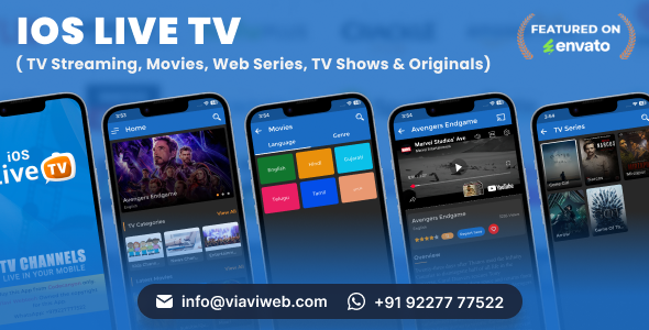 iOS Live TV ( TV Streaming, Movies, Web Series, TV Shows & Originals) - CodeCanyon Item for Sale