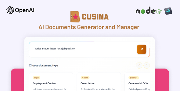 Cusina - AI Document Generator - CodeCanyon Item for Sale