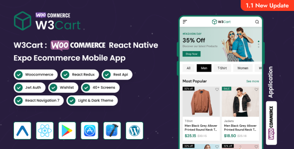 W3Cart | WooCommerce React Native Expo Mobile Application - CodeCanyon Item for Sale