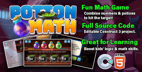 Potion Math – HTML5 Game - construct 3 - CodeCanyon Item for Sale