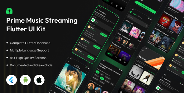 Prime Music Streaming Flutter UI Kit - CodeCanyon Item for Sale