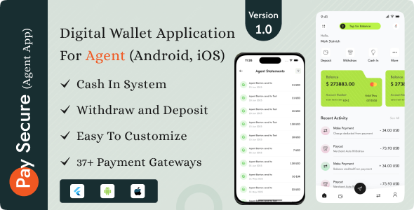 Pay Secure - Digital Wallet Application For Agent (Android, iOS) - CodeCanyon Item for Sale
