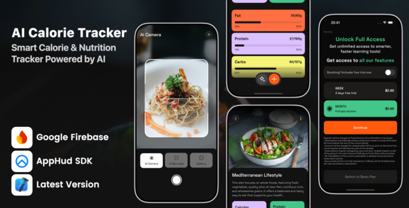 AI Calorie Tracker - iOS App Source Code - CodeCanyon Item for Sale