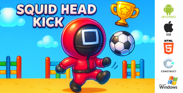 Squid Head Kick Game – Arcade Sports Game – HTML5, Android, iOS & Windows | Construct 3 - CodeCanyon Item for Sale