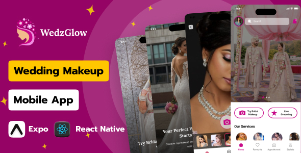 WedzGlow React Native Expo Template - CodeCanyon Item for Sale