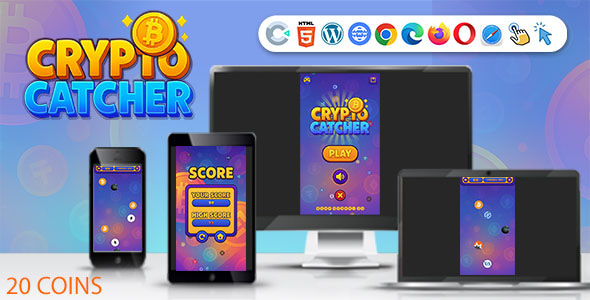 Crypto Catcher Game ( HTML5 | Construct 3 | C3P ) Endless Game - CodeCanyon Item for Sale