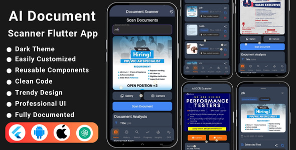 AI Document Scanner & OCR Flutter App | Text Recognition | Scan Documents | Android & iOS App - CodeCanyon Item for Sale