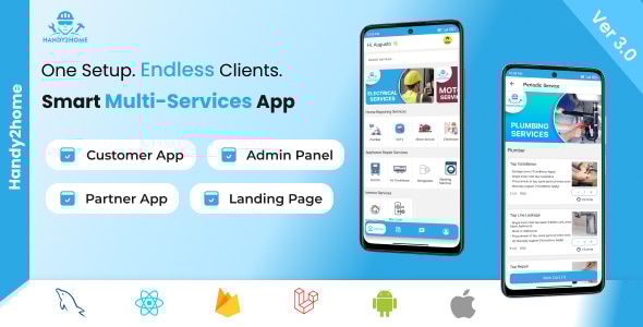 Handy2Home - Multi-Service Handyman App Full Solution - CodeCanyon Item for Sale