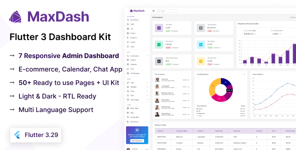 MaxDash - Flutter Admin & Dashboard Kit - CodeCanyon Item for Sale