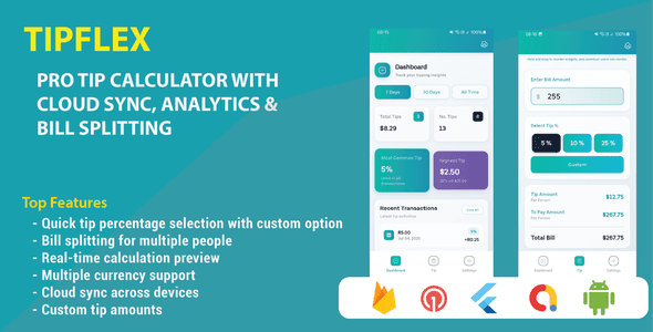 TipFlex – Pro Tip Calculator with Cloud Sync, Analytics & Bill Splitting - CodeCanyon Item for Sale