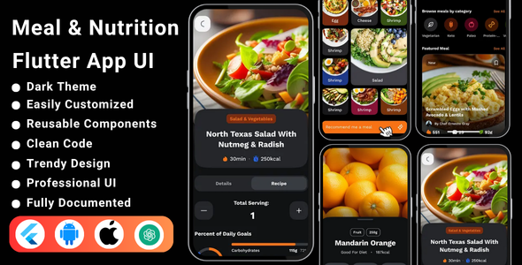 Nutrition App Template | CalorieCoach UI Template | Meal and Diet Planner in Flutter - CodeCanyon Item for Sale