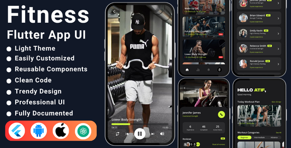 Workout Flutter App | Fitness Flutter App UI Kit Template - CodeCanyon Item for Sale