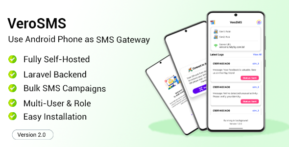 VeroSMS – Android SMS Gateway Source Code + Laravel Admin Panel - CodeCanyon Item for Sale