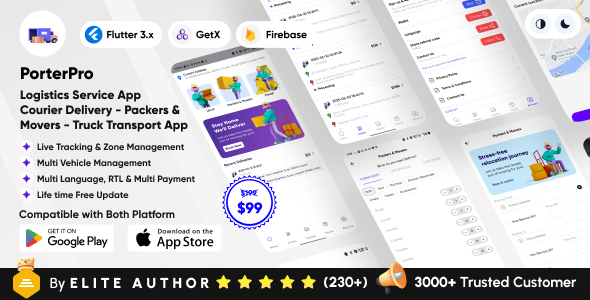 PorterPro - Logistics Service App - Courier - Packers & Movers - Truck Transport Complete Solution - CodeCanyon Item for Sale