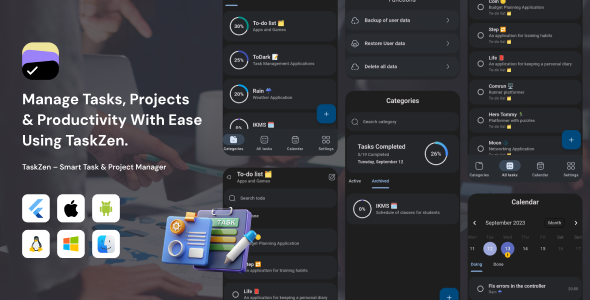 TaskZen – Smart Task And Project Manager Flutter - CodeCanyon Item for Sale