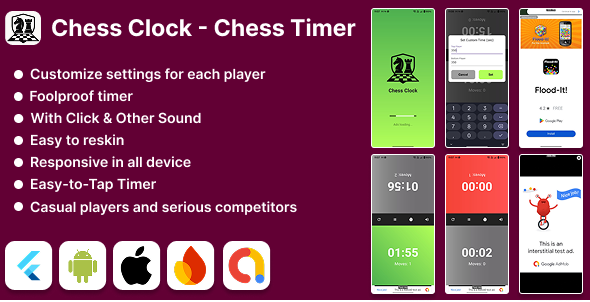 Flutter Chess Clock - Chess Timer, Admob, Firebase - CodeCanyon Item for Sale