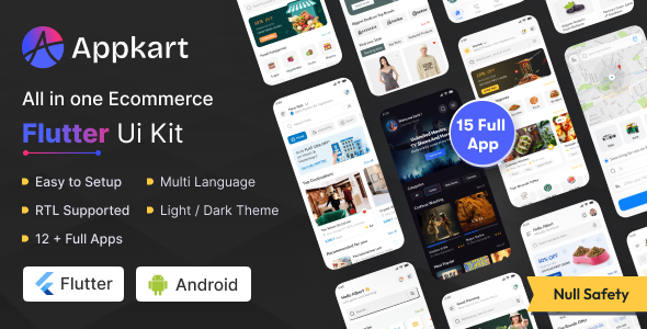 Flutter UI Kit Appkart - Biggest Flutter App Template Kit - CodeCanyon Item for Sale