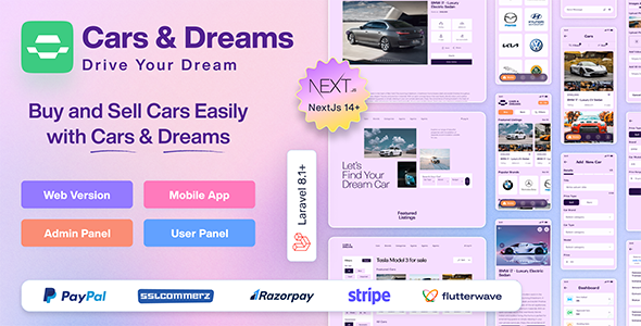 Car Buy-Sell full classified | Flutter Mobile App, Laravel API, Next.js Web - CodeCanyon Item for Sale