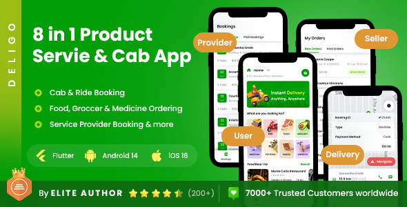 8 App Template | Multi-service| Cab Booking| Handyman| Pharmacy| Delivery App| FLUTTER | DeliGo 2.0 - CodeCanyon Item for Sale