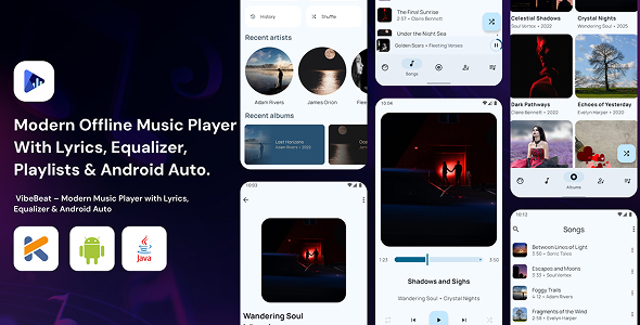 VibeBeat – Modern Music Player with Lyrics, Equalizer & Android Auto App - CodeCanyon Item for Sale