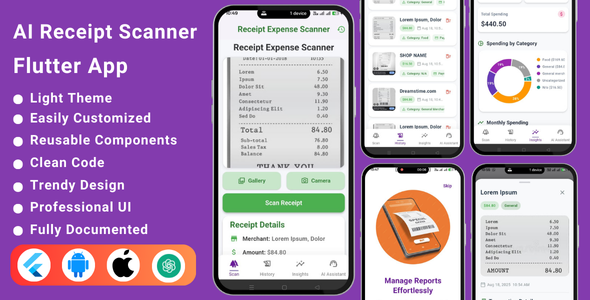 AI-Powered Receipt Scanner & Expense Tracker | AI Finance Assistant App - CodeCanyon Item for Sale