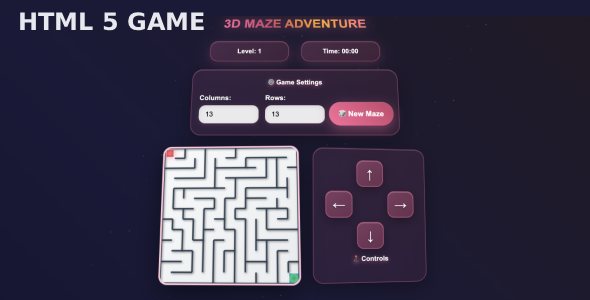 Classic Maze Puzzle Game – HTML5, CSS3 & JavaScript - CodeCanyon Item for Sale
