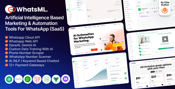 WhatsML – AI-Based Marketing & Chat Automation & Bulk Sender Tools for WhatsApp (SaaS) - CodeCanyon Item for Sale