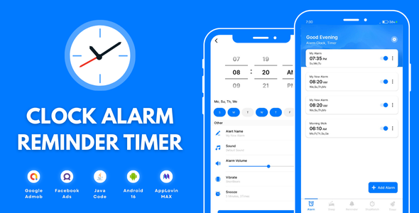 Clock Alarm Reminder Timer with AdMob Ads Android - CodeCanyon Item for Sale