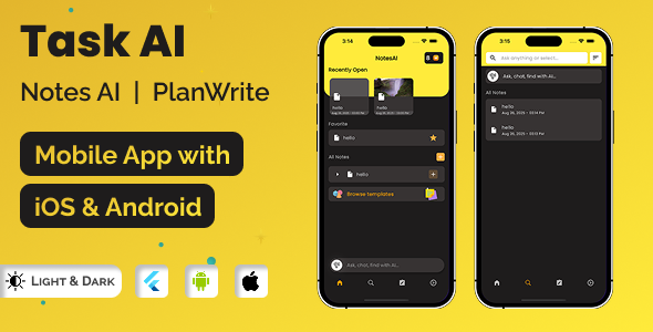 Notes Task AI | Plan Write | Flutter Android/iOS Full Application | Premium Plans - CodeCanyon Item for Sale