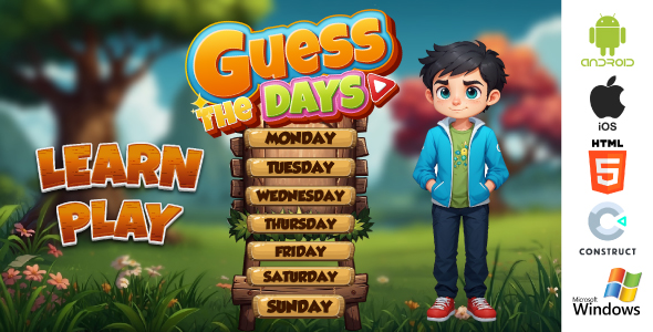 Guess The Days Game- Educational Game - HTML5, Construct 3 - CodeCanyon Item for Sale